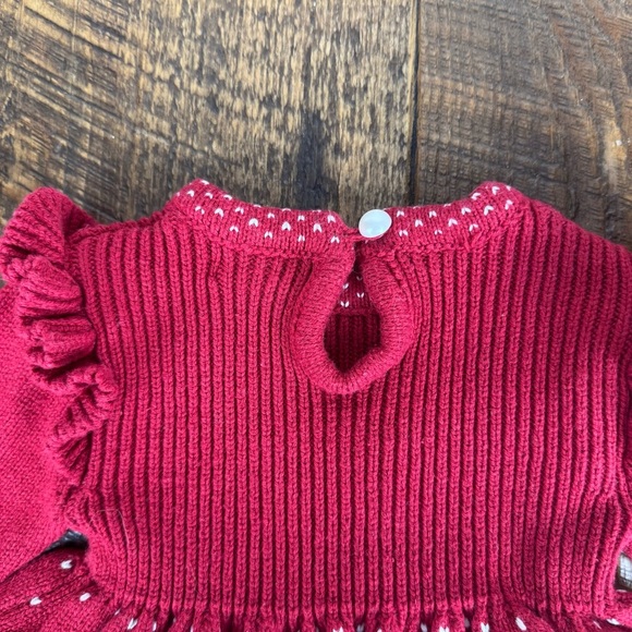 Max Studio Baby Girls Knit Dress Red Floral Fair Isle Sweater Dress 3-6 Months - Picture 6 of 6